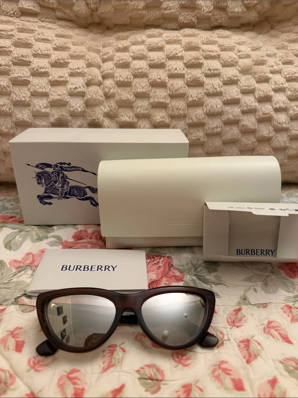 NEW Burberry 0BE4436U Brown Frame Sunglasses with Silver Mirrored Lenses